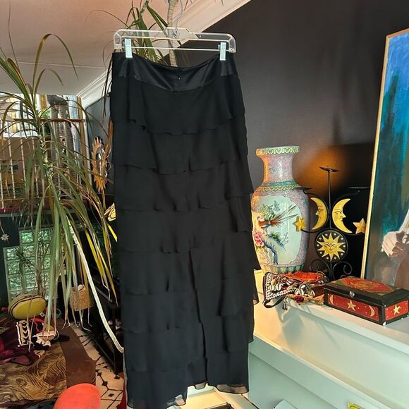 Bianca Nygard Elegant Black Tiered Maxi Skirt Size 8 - Picture 14 of 14